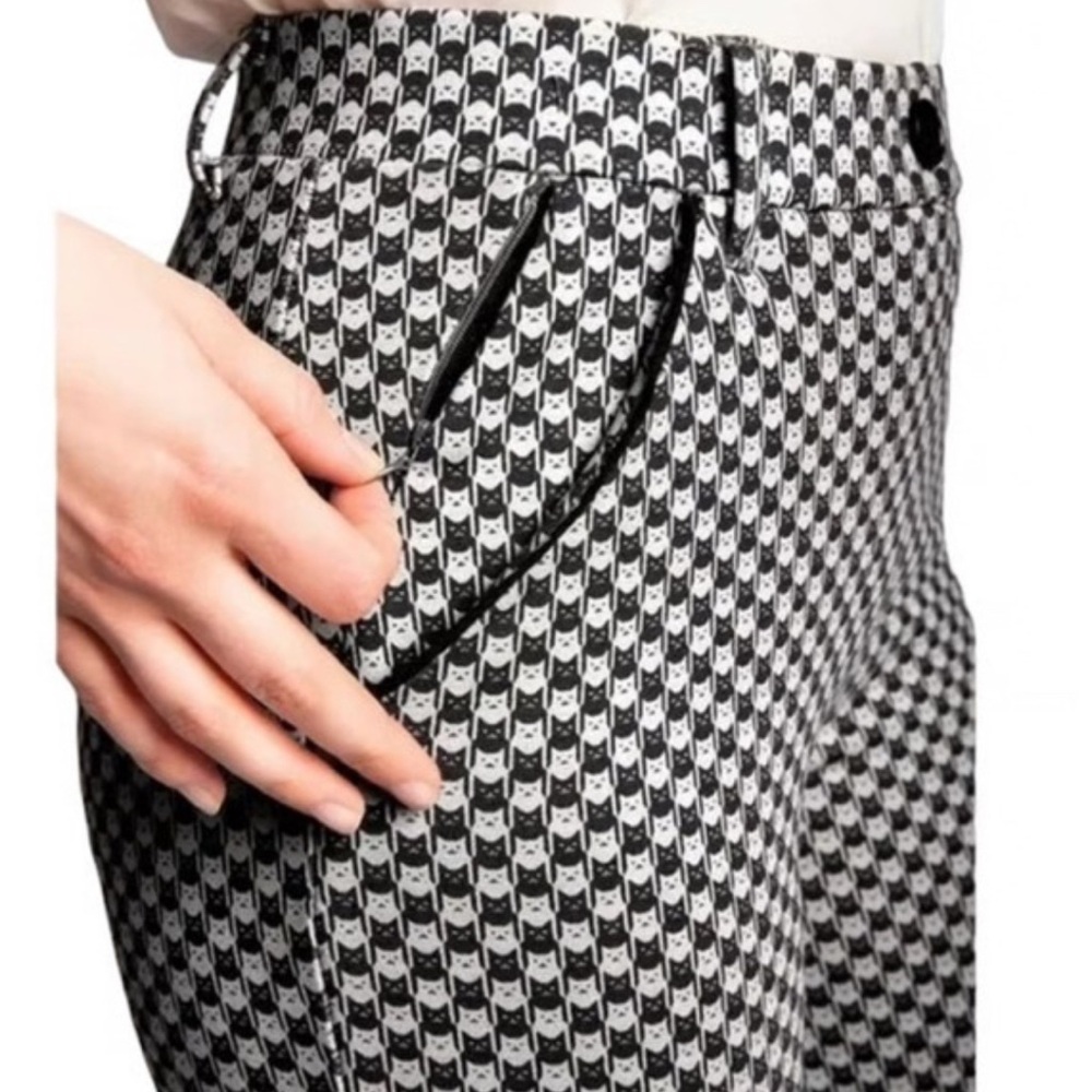 NWOT Catstooth Cat Print Trouser Pants Zip Pockets